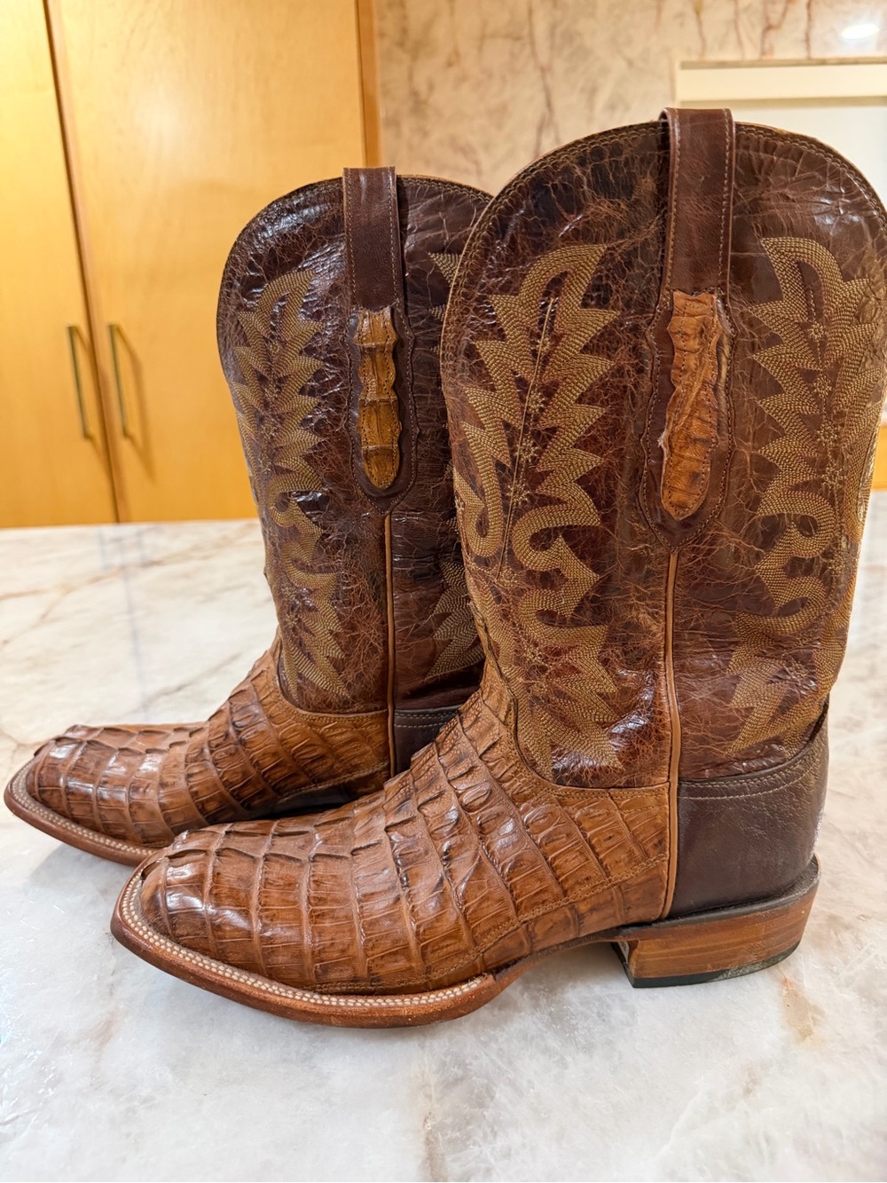 Lucchese Classic Brown Caiman Crocodile Cowboy Western Boots Men’s 11.5 D